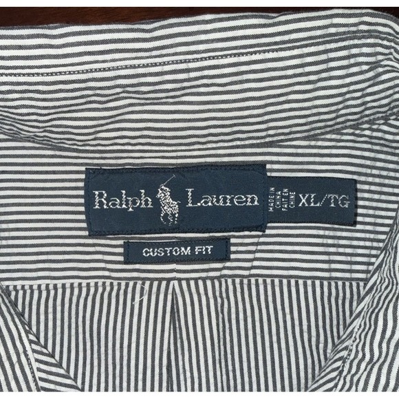 Ralph Lauren Polo Mens Gray  Seersucker Short Sleeve Shirt Summer Beach Classic - Picture 3 of 6